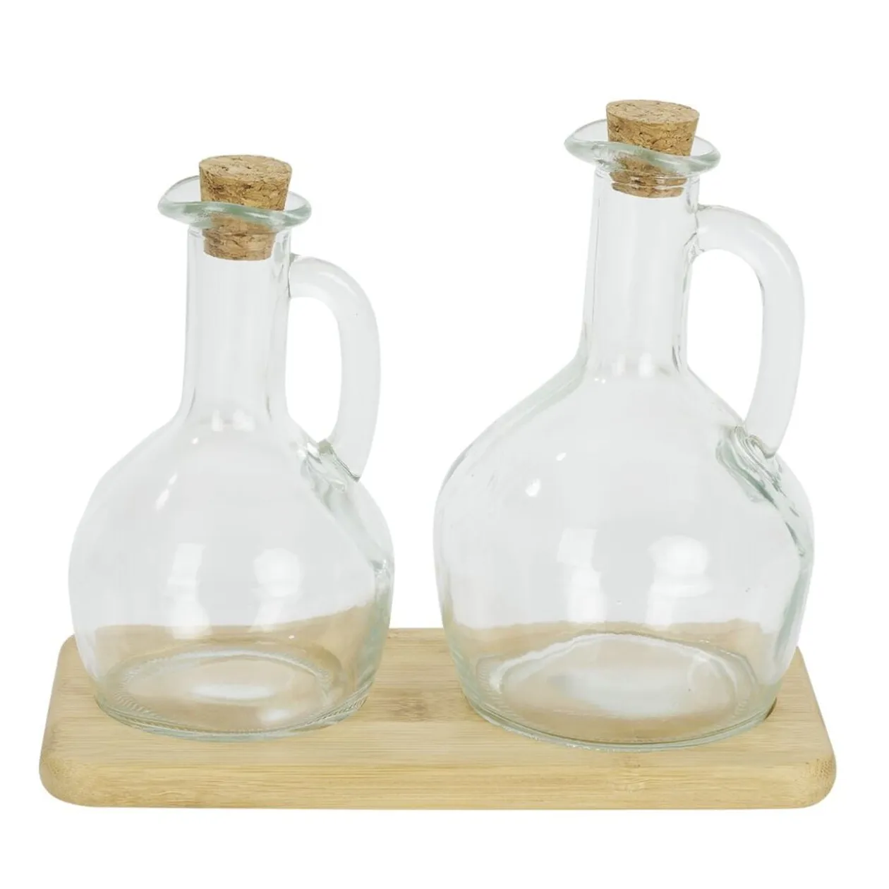 Set huilier et vinaigrier en verre et bouchon bambou