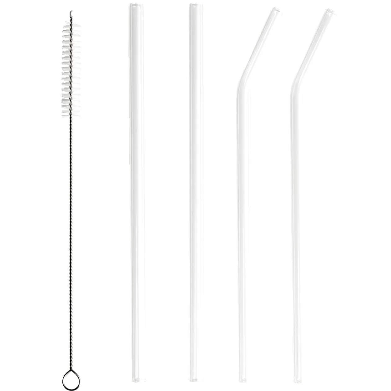 Set 4 pailles en verre avec écouvillon