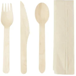 Set pique nique couverts en bois et serviette en papier 20 pièces < Gifi Clearance