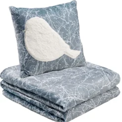 Set plaid + coussin polyester brodé