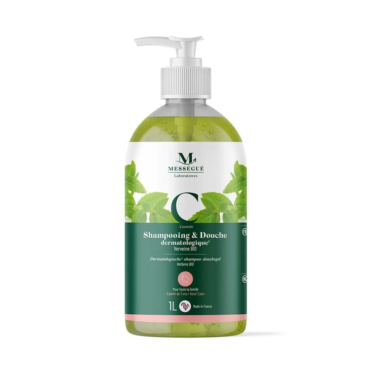 Shampoing et douche dermatologique verveine bio Mességué 1L