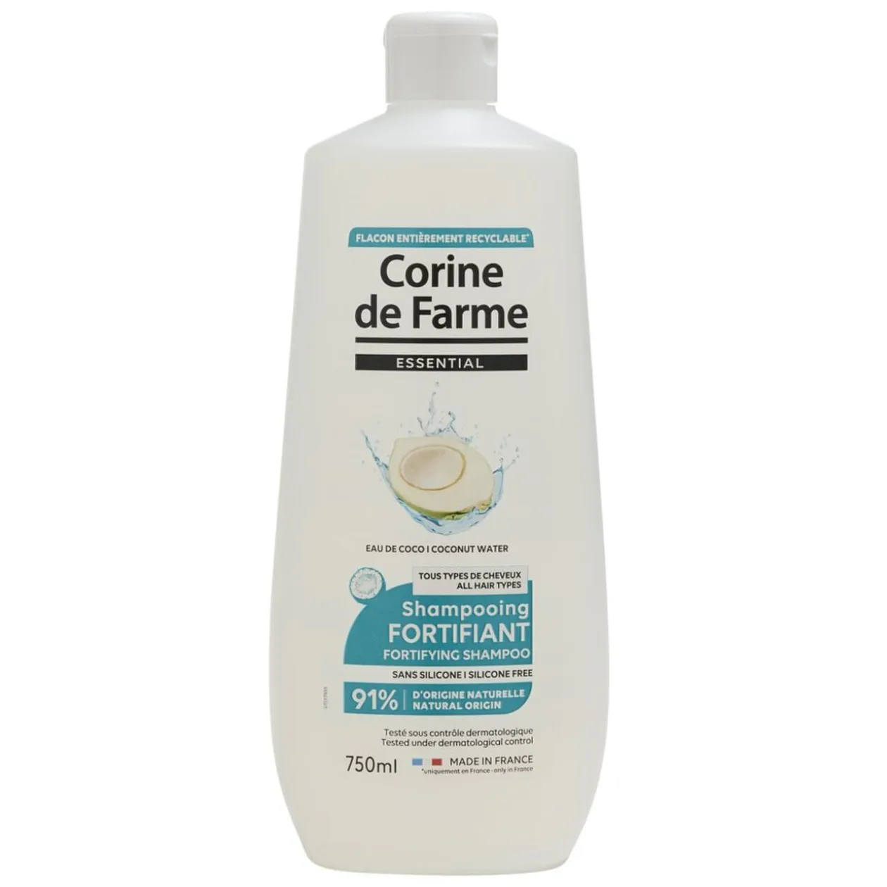 Shampoing fortifiant coco Corine de Farme tous types de cheveux 750ml