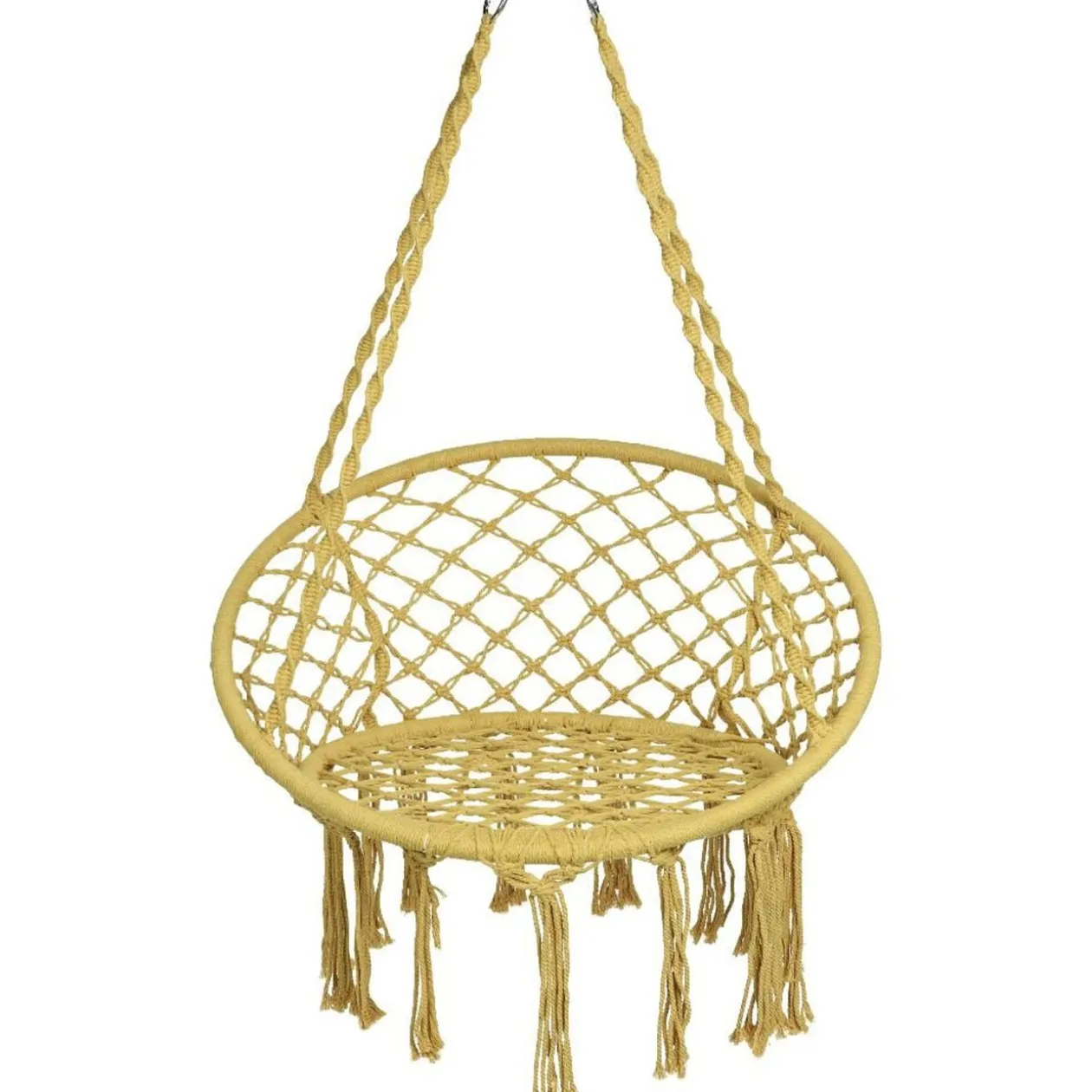 Siège suspendu rond Natura macramé ocre 80x60xH125cm