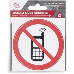 Signalétique adhésive "Interdiction de téléphoner" - 8x8 cm < Gifi Online