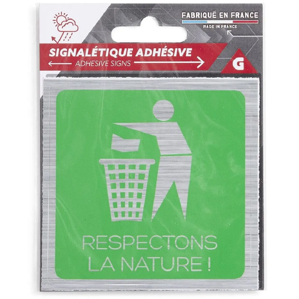 Signalétique adhésive "Respectons la nature" - 8x8 cm