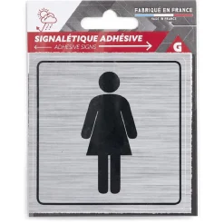 Signalétique adhésive "WC femme" - 8x8 cm