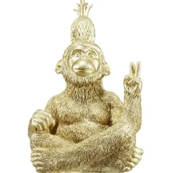 Singe assis décoratif geste peace and love doré H.20 cm < Gifi Best