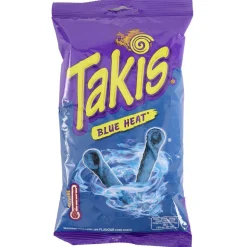 Snacks salés tortillas roulées Takis Blue Heat piment extrême saveur citron vert 100gr