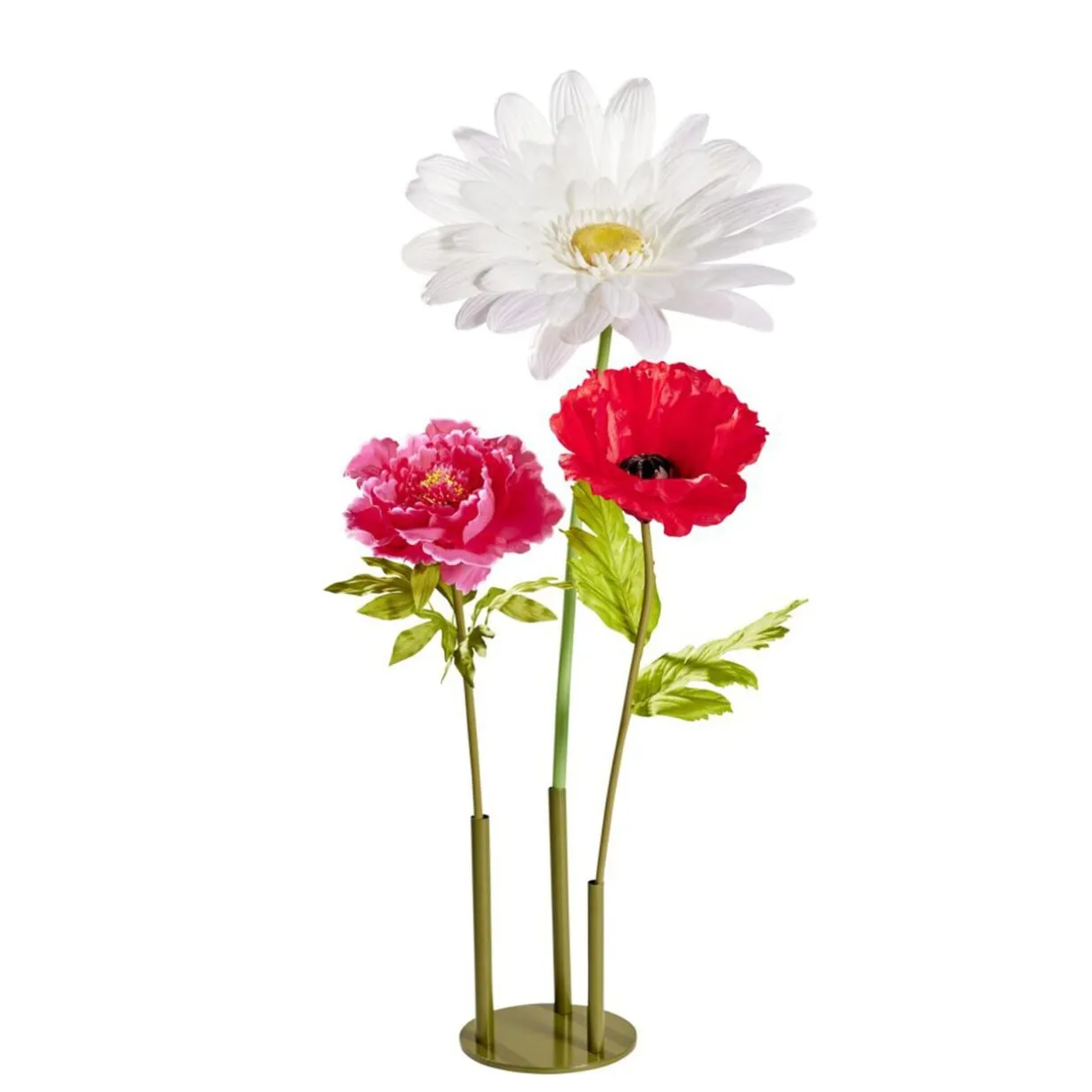 Socle repose-fleur 3 tiges métal vert olive Ø29,5xH40,5cm < Gifi Clearance