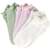 Socquettes femme bord froufrou 3 paires vert rose beige (T35/38 ou 39/42) < Gifi Online