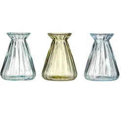 Soliflore évasé x3 en verre bleu et vert Ø8xH10cm < Gifi Outlet