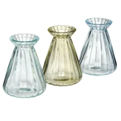 Soliflore évasé x3 en verre bleu et vert Ø8xH10cm < Gifi Outlet