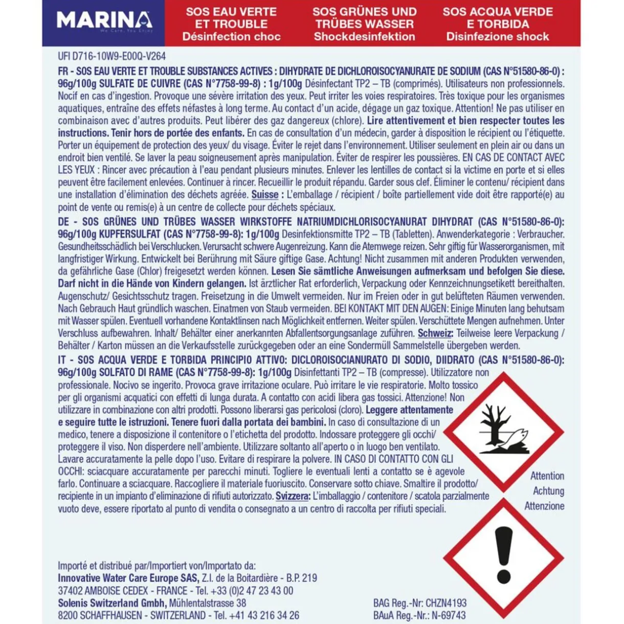 SOS eau verte et trouble unidose 250g Marina < Gifi Best
