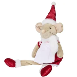 Souris de Noël effet fourrure à poser H45cm (2 modèles)