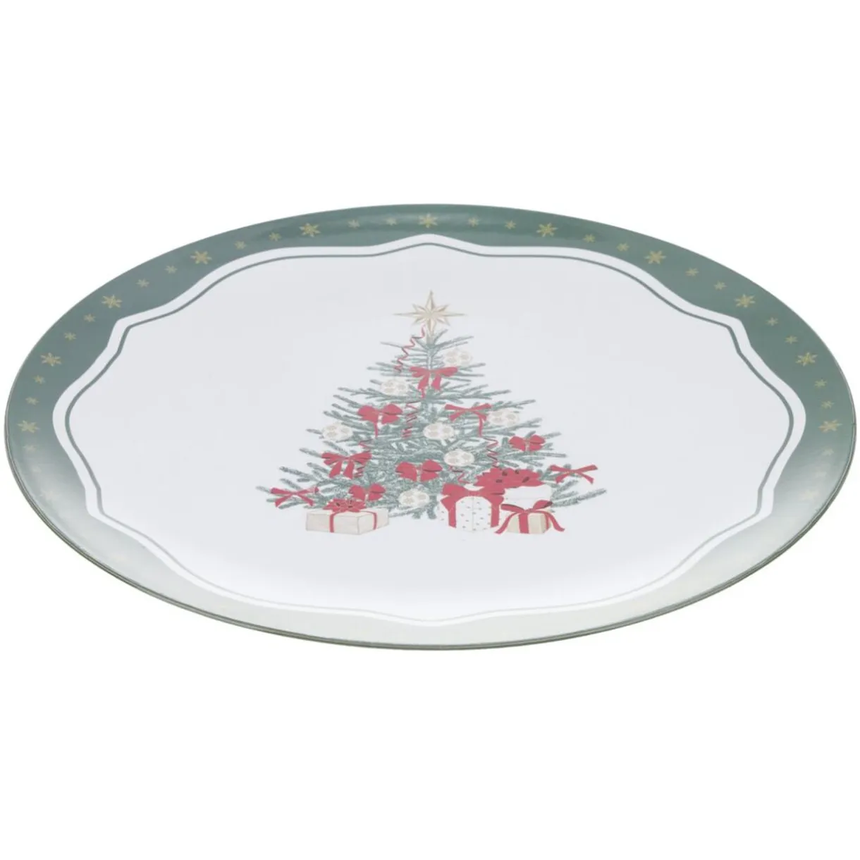 Sous-assiette imprimé contour vichy et branche de houx Ø33 cm vert < Gifi Discount