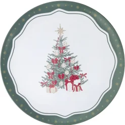 Sous-assiette imprimé contour vichy et branche de houx Ø33 cm vert < Gifi Discount