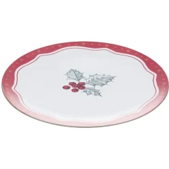 Sous-assiette Noël imprimé houx PP Ø33 cm rouge