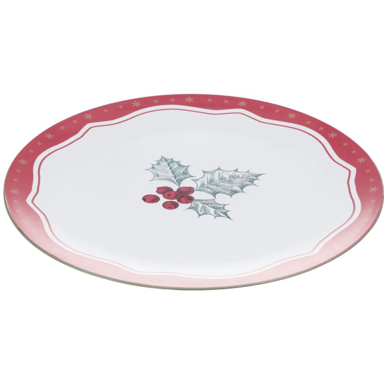 Sous-assiette Noël imprimé houx PP Ø33 cm rouge