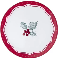 Sous-assiette Noël imprimé houx PP Ø33 cm rouge