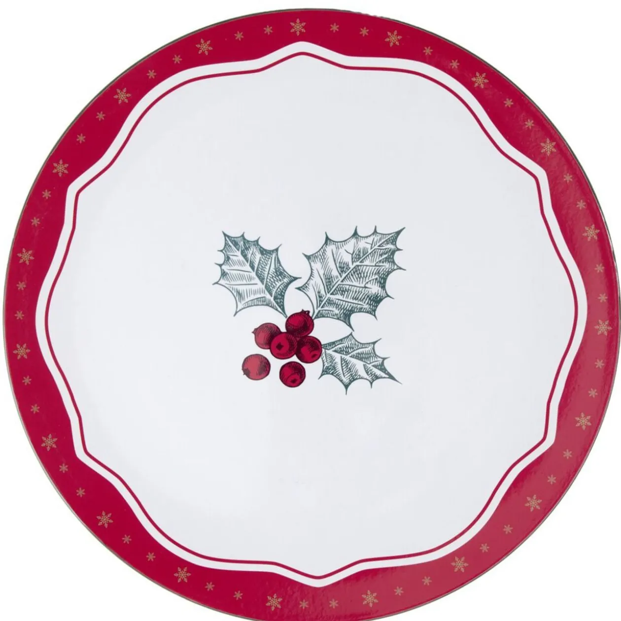 Sous-assiette Noël imprimé houx PP Ø33 cm rouge