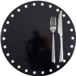 Sous assiette rebord étoile plastique noir Ø34cm x4