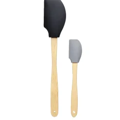 Spatule en silicone avec manche en bois x2