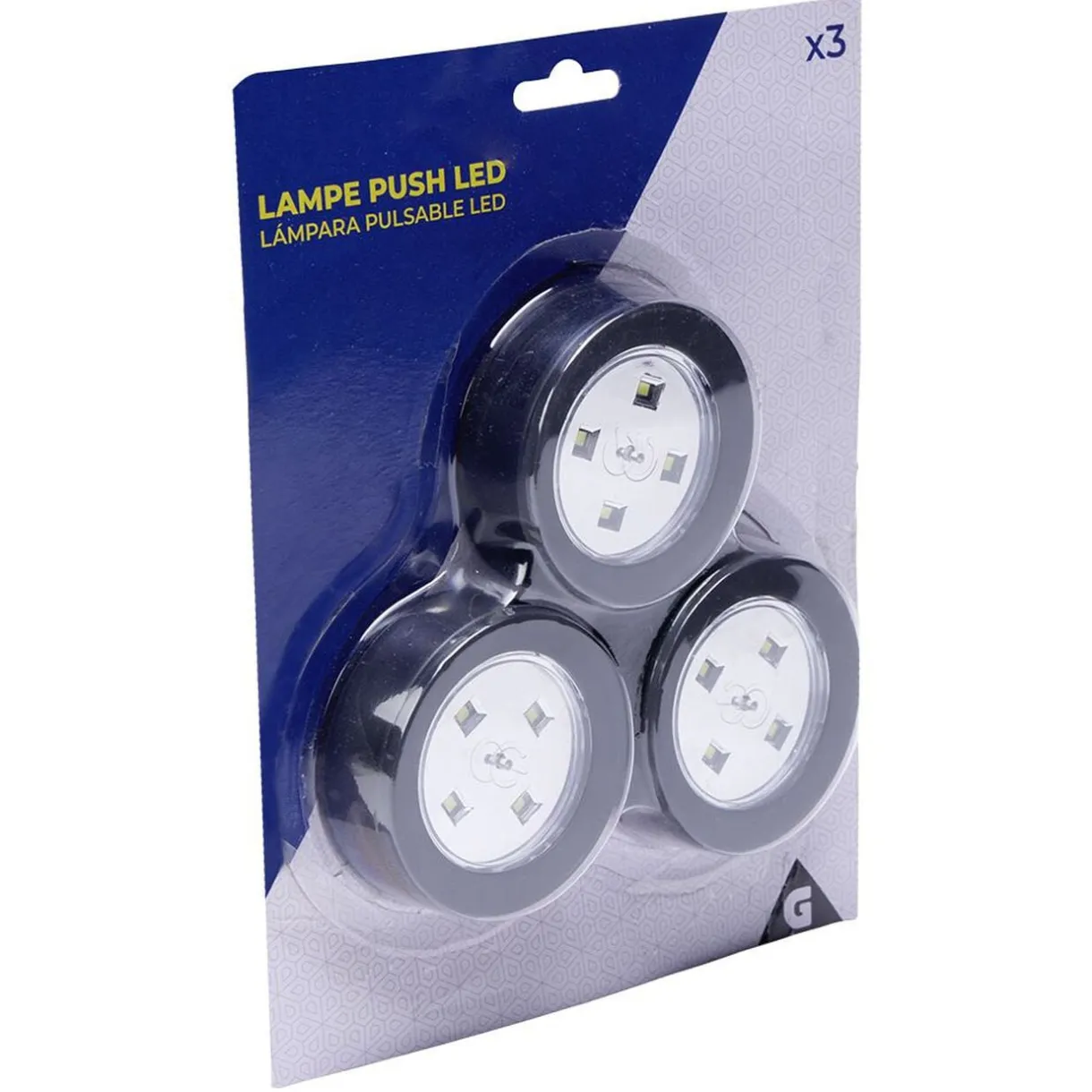 Spot lampe push 4 LED x3 < Gifi Hot