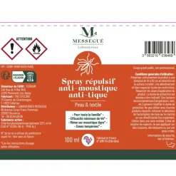 Spray répulsif anti-moustique et anti-tique Mességué peau et textile 100ml