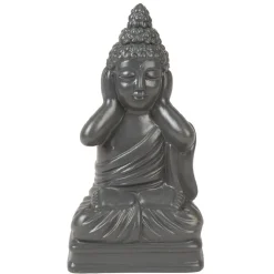 Statue Bouddha de la sagesse résine gris foncé