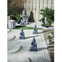Statue Bouddha de la sagesse résine gris foncé