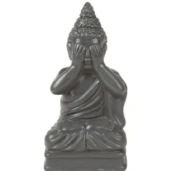 Statue Bouddha de la sagesse résine gris foncé
