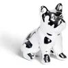 Statue chien argenté en céramique H9,5cm