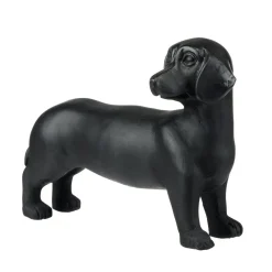 Statue chien teckel en résine petit modèle L16,5xH10cm (2 modèles noir ou blanc)