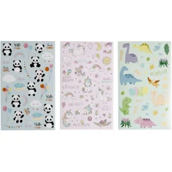 Sticker enfant licorne panda dinosaure 6 feuilles