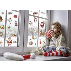 Sticker gel Père Noël Lapin Ourson pour fenêtre < Gifi New