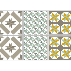 Sticker imitation carreau de ciment 15x15 cm taupe x6