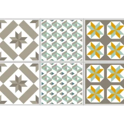 Sticker imitation carreau de ciment 10x10 cm taupe x6 < Gifi Clearance