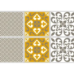 Sticker imitation carreau de ciment 10x10 cm moutarde x6