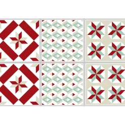 Sticker imitation carreau de ciment 10x10 cm rouge x6