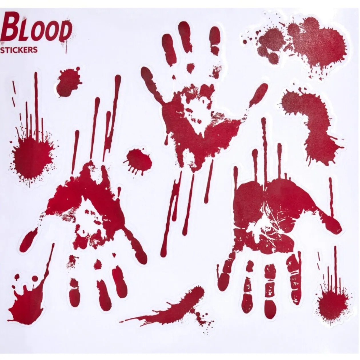 Stickers Halloween empreintes de mains rouges 2 feuillets