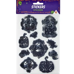 Stickers Halloween manoir animaux sorcière gris et noir