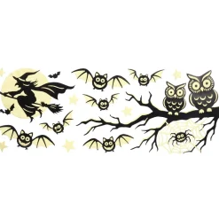 Stickers Halloween noir et jaune sorcière et hibou < Gifi Outlet