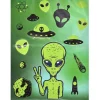 Stickers Halloween x4 phosphorescent alien vert < Gifi Outlet