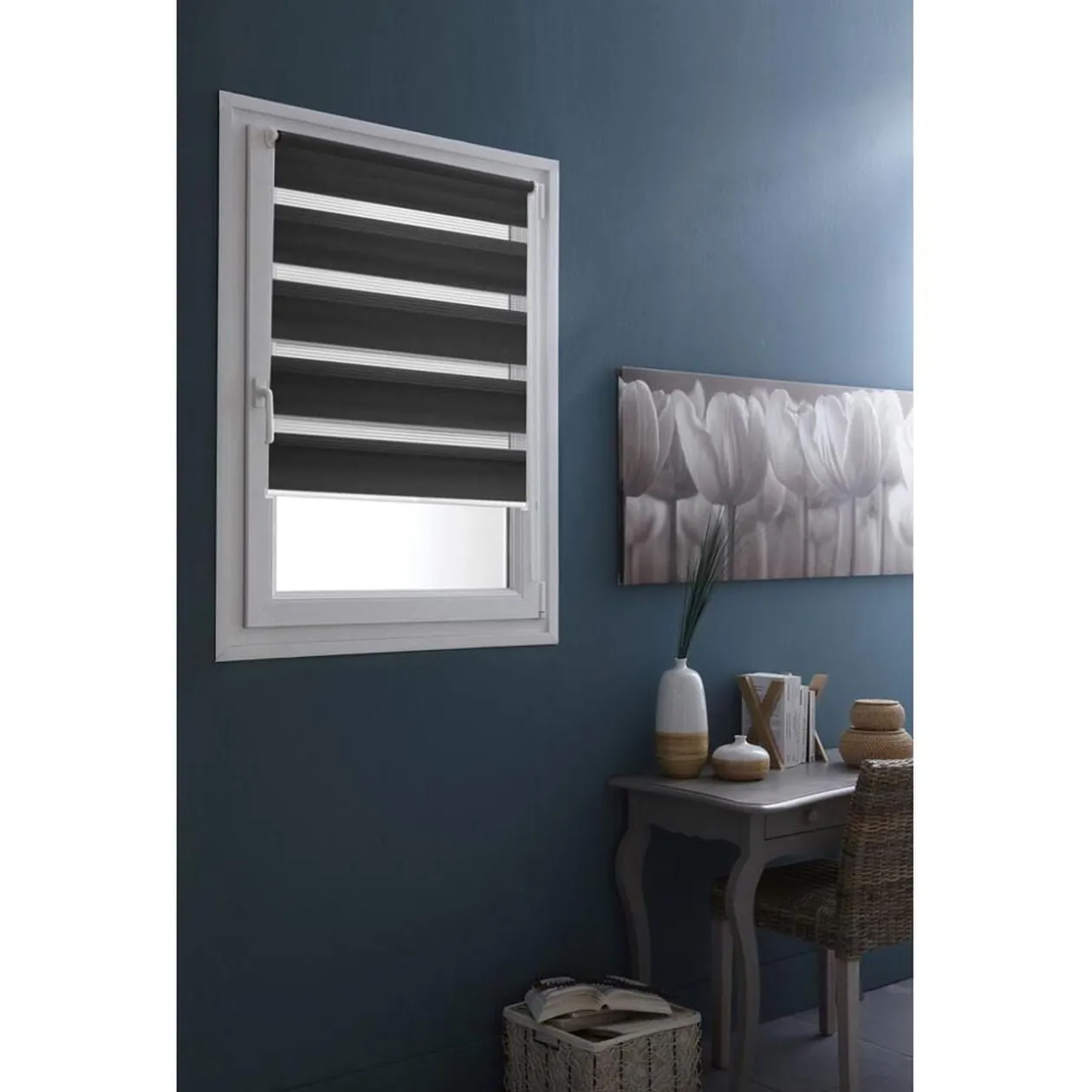 Store enrouleur Jour Nuit Gris anthracite à visser ou clipser 50x90 cm