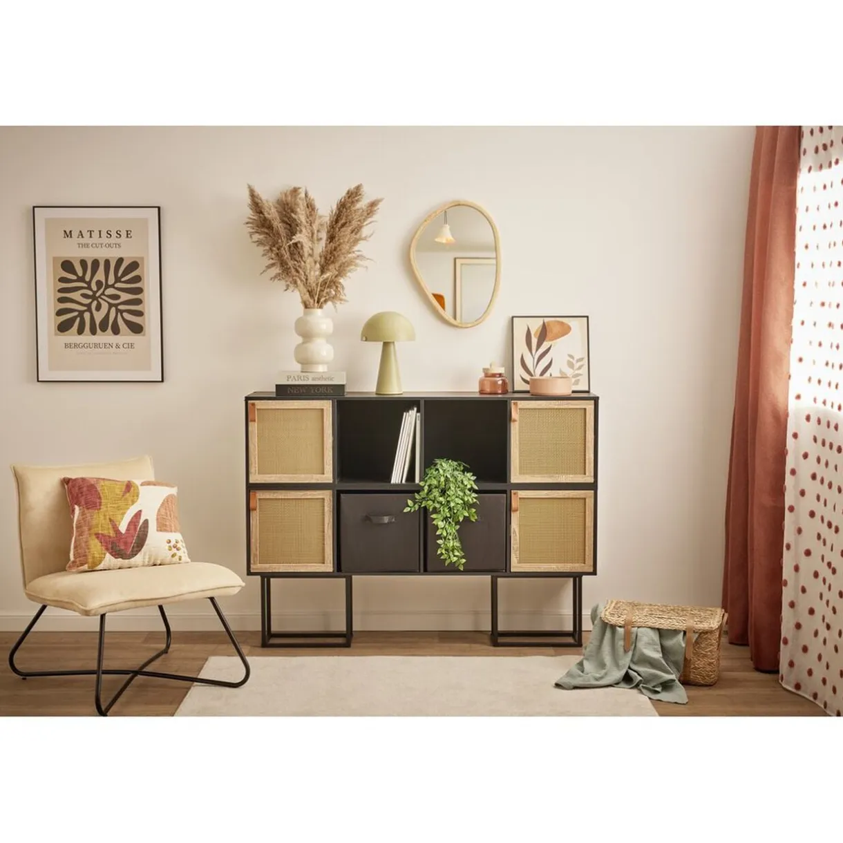 Structure Box Cube 4 cases 35,2x30x137,2cm bois noir < Gifi Outlet