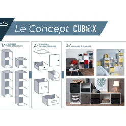 Structure Box Cube 3 cases 35x30x103cm bois blanc < Gifi Hot