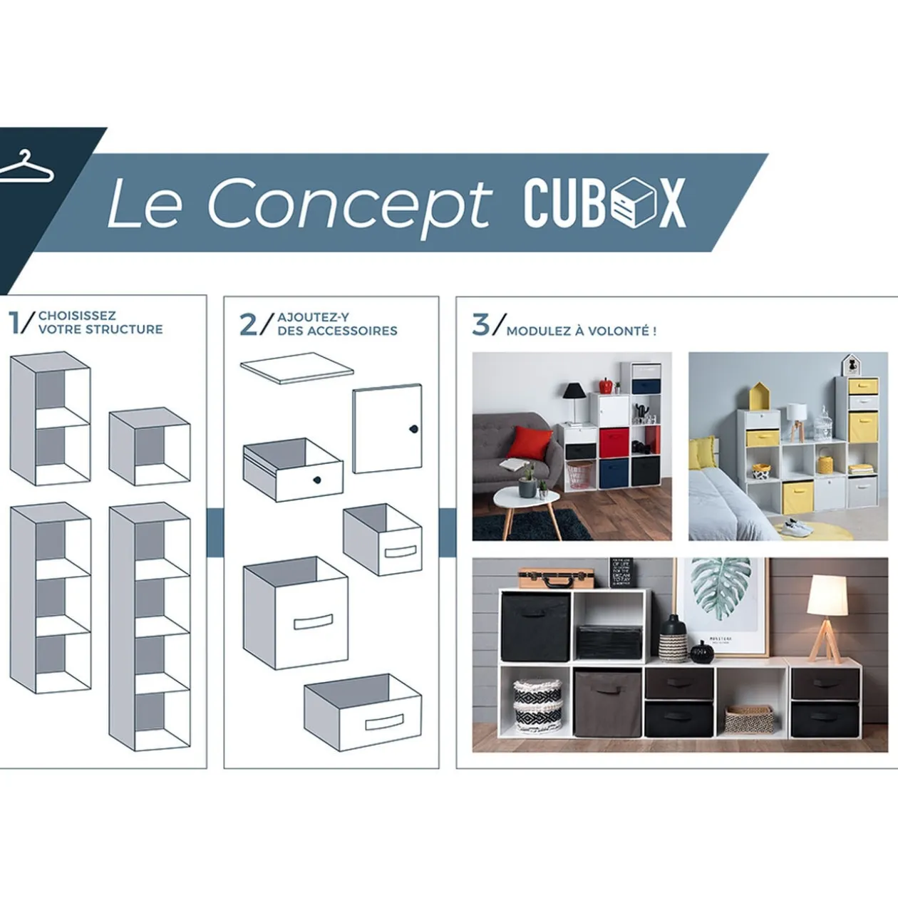 Structure Box Cube 1 case 35,2x30x35,2cm bois blanc