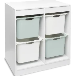 Structure de rangement carrée pour 4 bacs coulissants