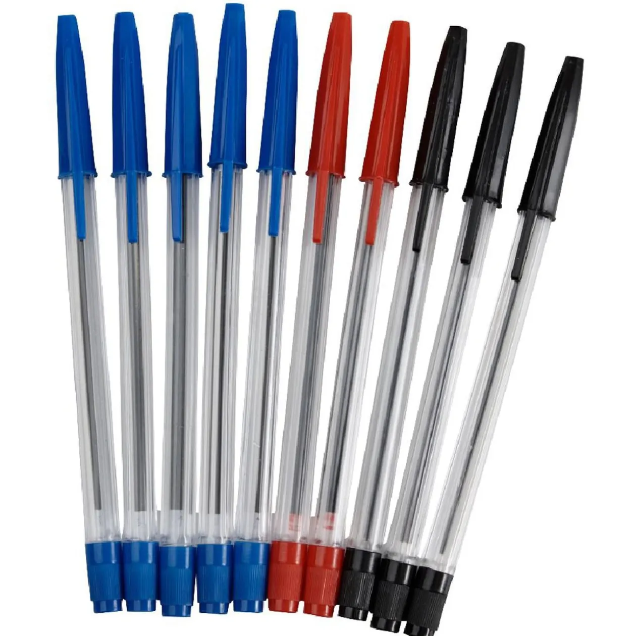 Stylo bille bleu noir rouge x10