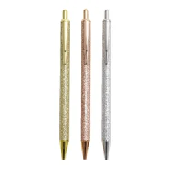 Stylo à bille bleu rétractable design pailleté x3 < Gifi Hot